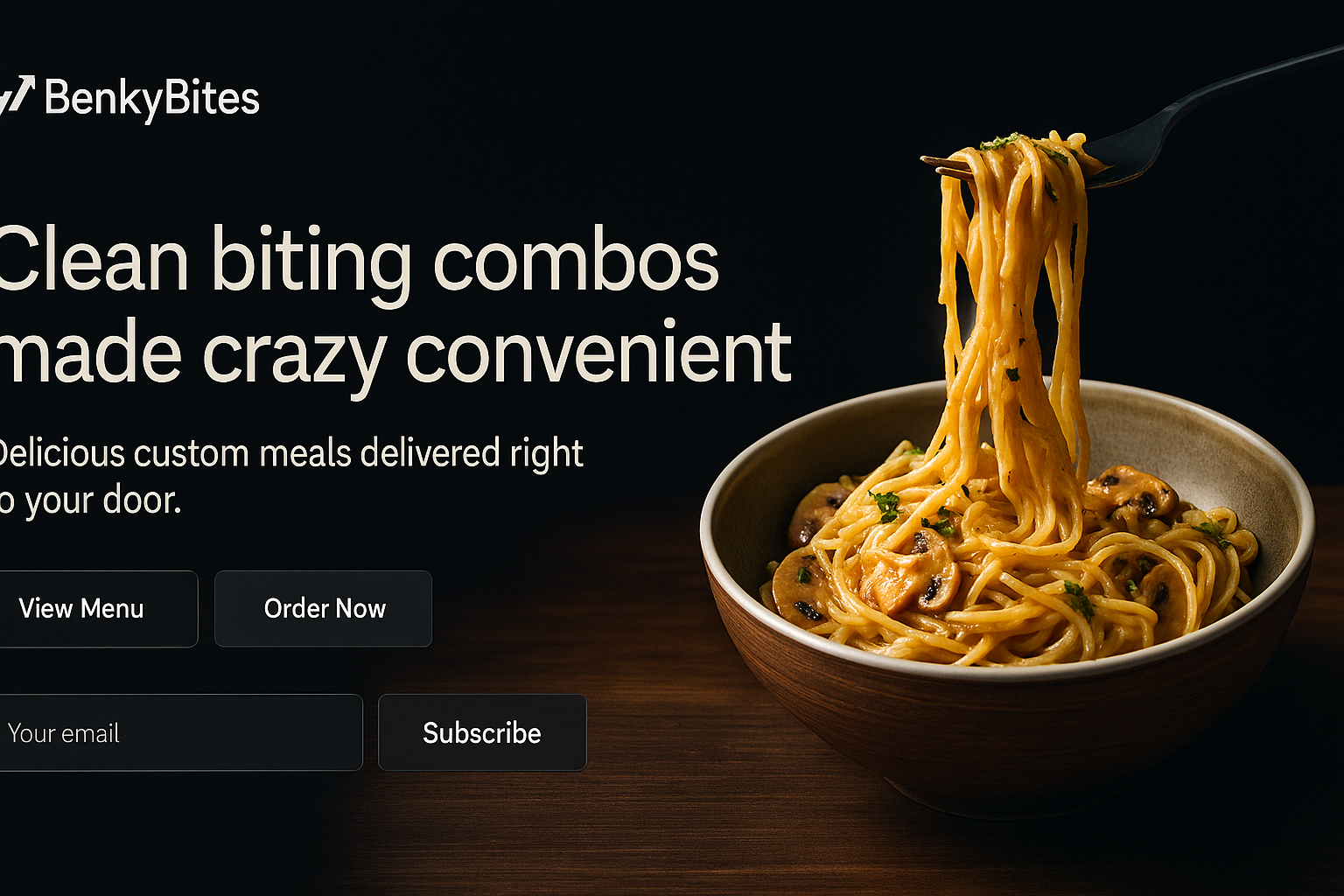 Landing page for Benky Bites food brand