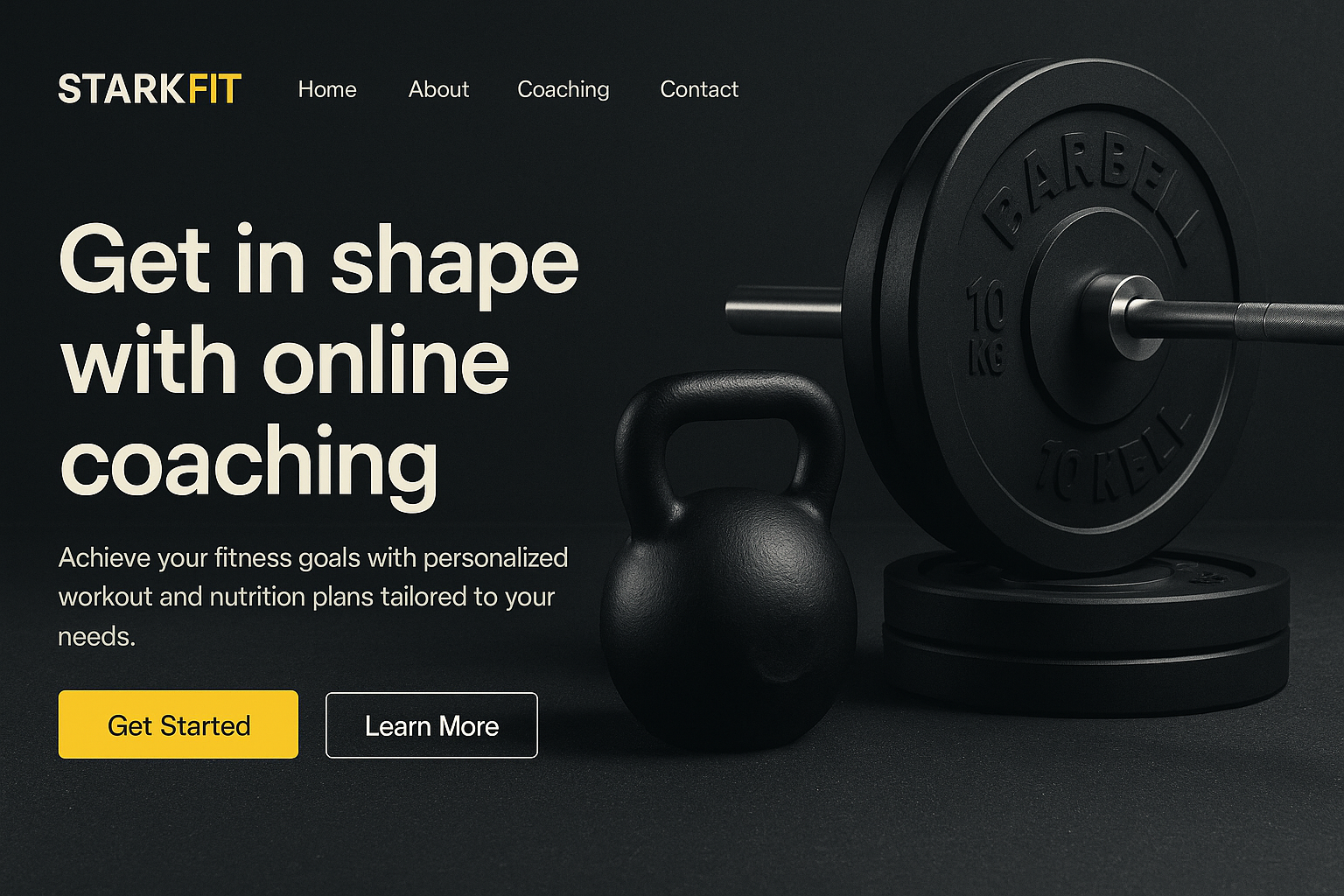 Landing page for online fitness coaching